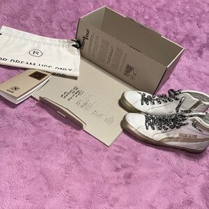 Golden Goose White Sneakers with Black and Gray Accents